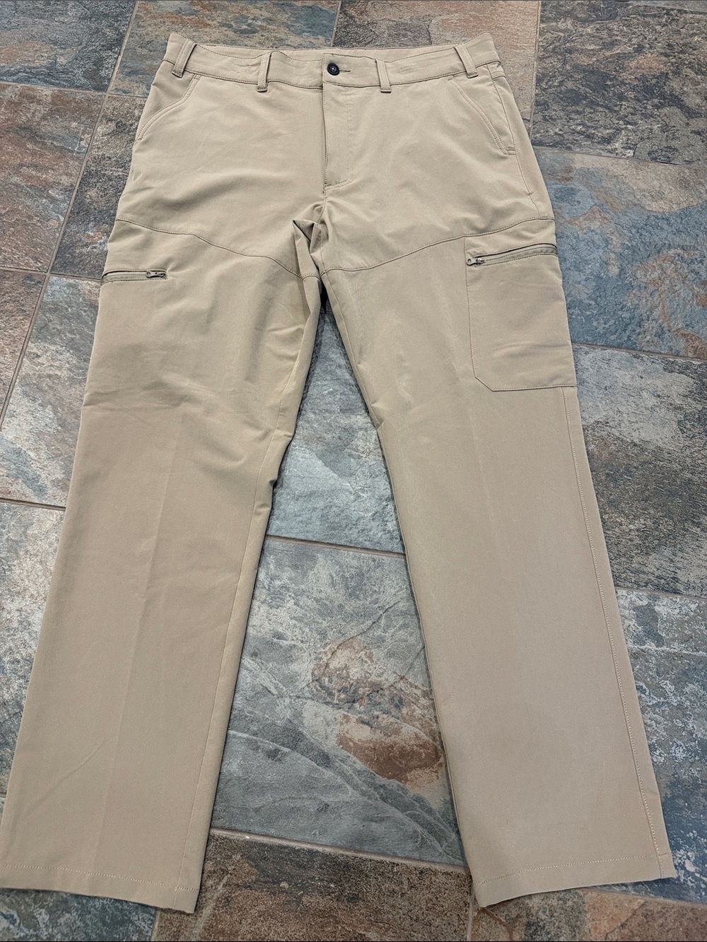 Magellan Outdoors Khaki Cargo Pants with Zip Thigh Pockets